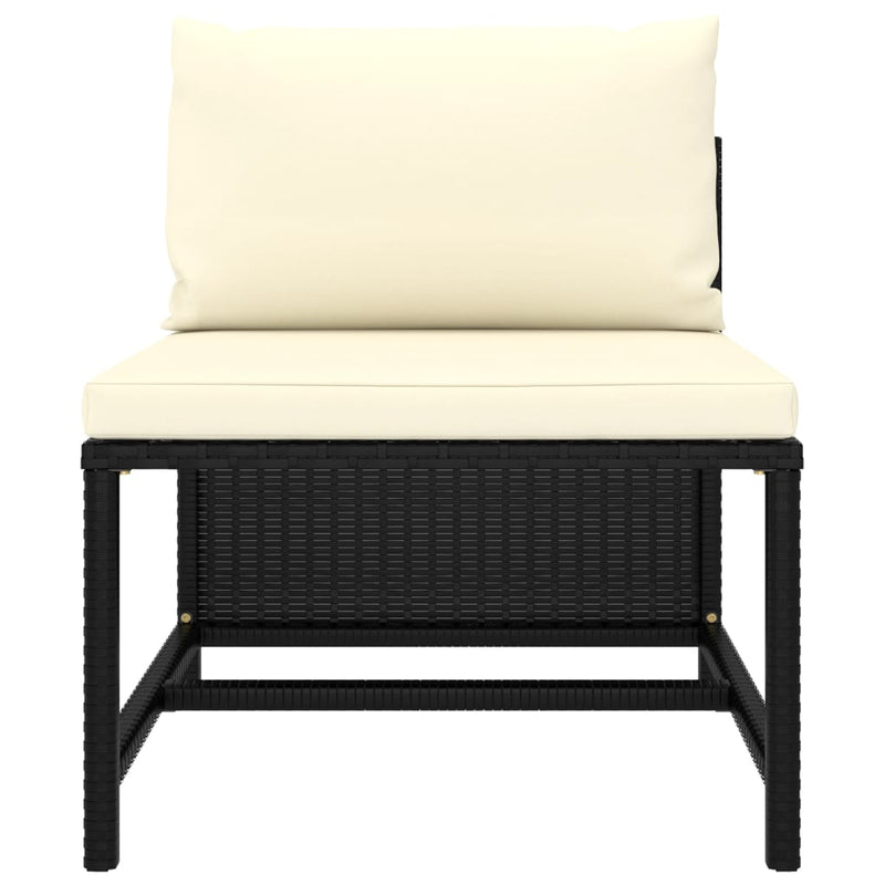 vidaXL 5 részes fekete polyrattan kerti kanapészett párnákkal