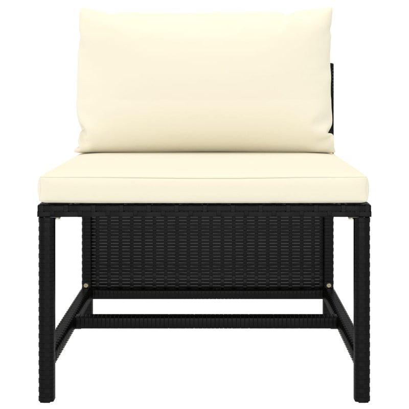 vidaXL 3 részes fekete polyrattan kerti ülőgarnitúra párnával