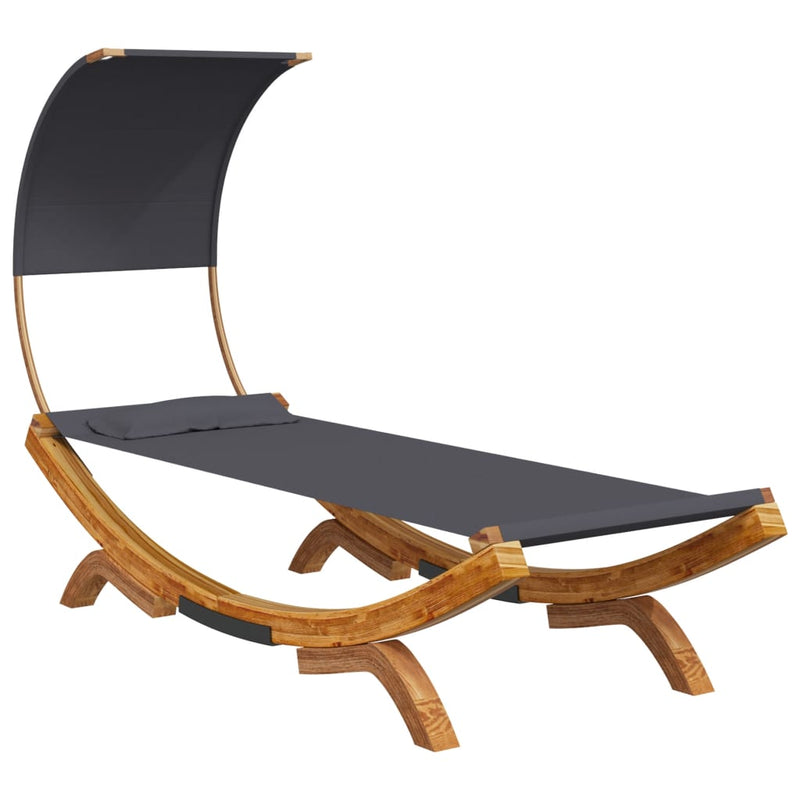 vidaXL kültéri antracit baldachinos hajlított fa nyugágy 100x200x126cm