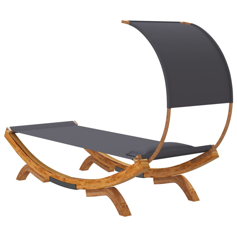 vidaXL kültéri antracit baldachinos hajlított fa nyugágy 100x200x126cm