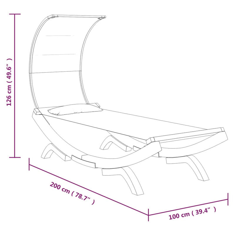 vidaXL kültéri antracit baldachinos hajlított fa nyugágy 100x200x126cm