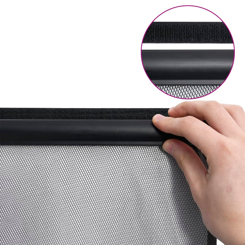 vidaXL fekete szúnyogháló ajtóra 10 részes hálós függönnyel 240x240 cm