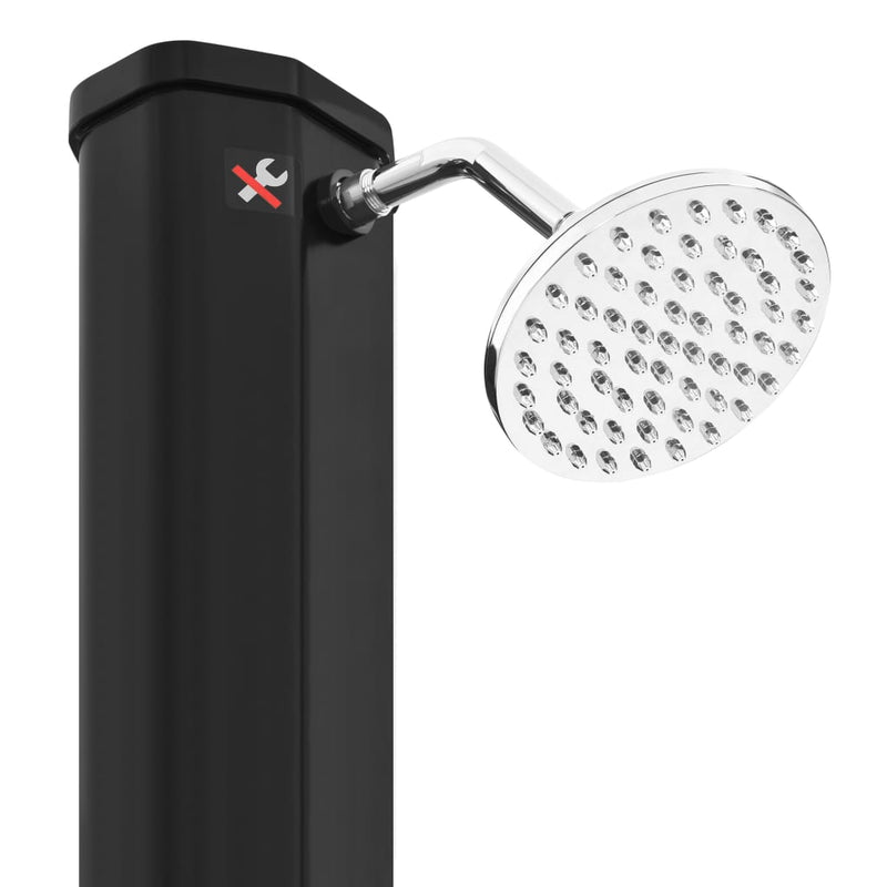 vidaXL fekete kültéri szolárzuhany zuhanyfejjel és csappal 35 L