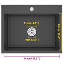 vidaXL fekete kézzel készült rozsdamentes acél mosogató