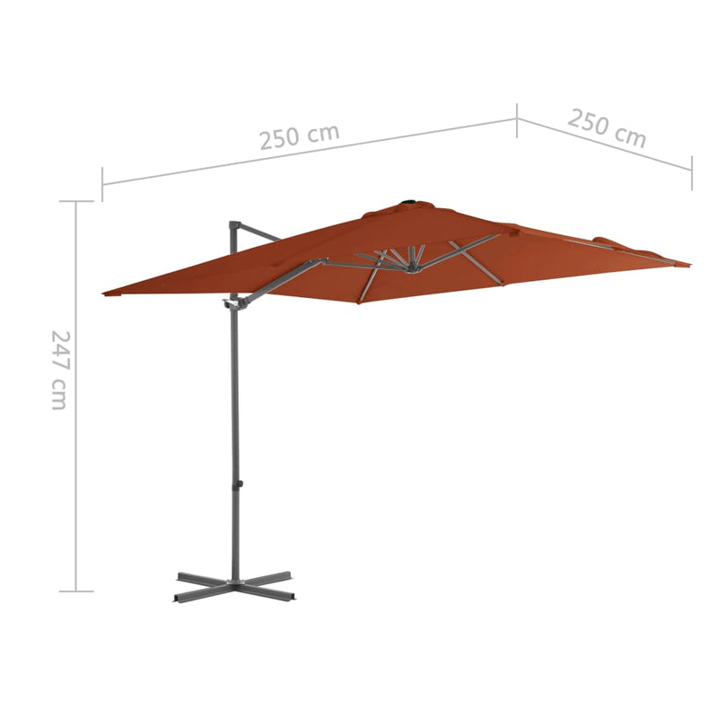 vidaXL terrakotta konzolos napernyő acélrúddal 250 x 250 cm