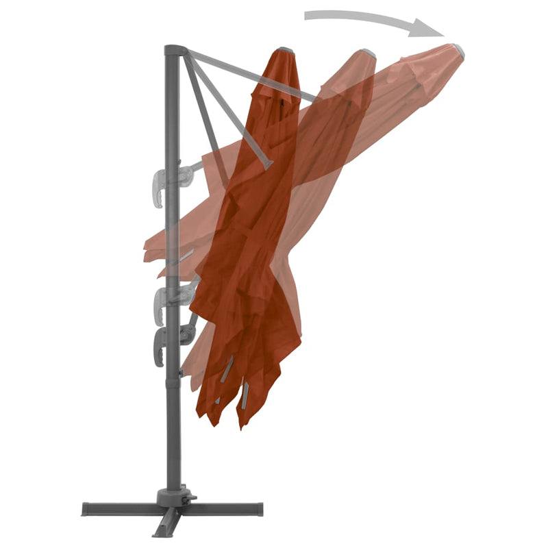 vidaXL terrakotta színű konzolos napernyő alumínium rúddal 300x300 cm