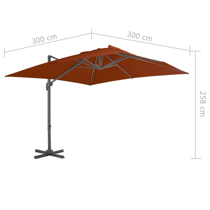 vidaXL terrakotta színű konzolos napernyő alumínium rúddal 300x300 cm