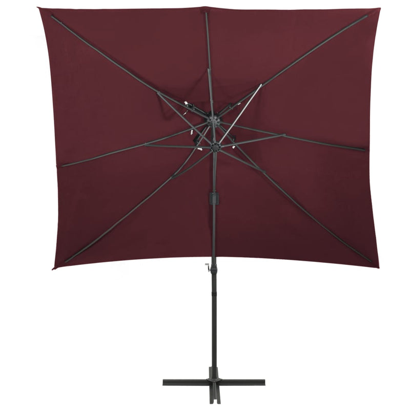 vidaXL bordó dupla tetejű konzolos napernyő 250 x 250 cm