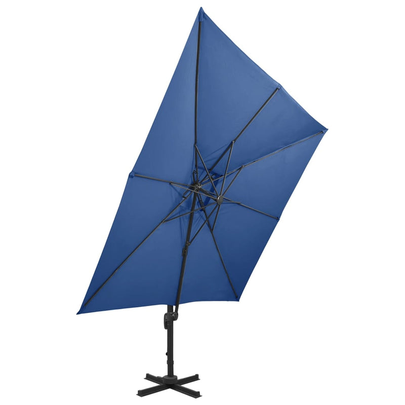 vidaXL azúrkék dupla tetejű konzolos napernyő 300 x 300 cm