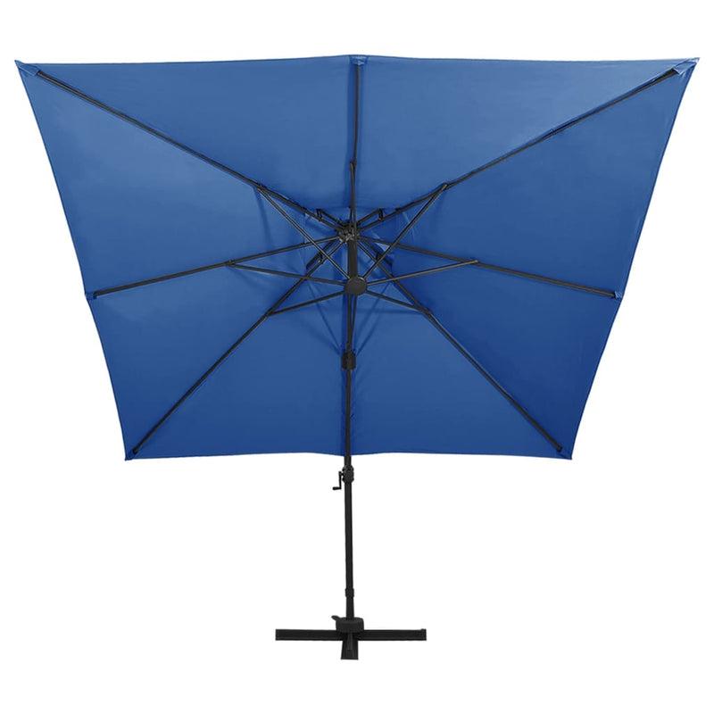 vidaXL azúrkék dupla tetejű konzolos napernyő 300 x 300 cm
