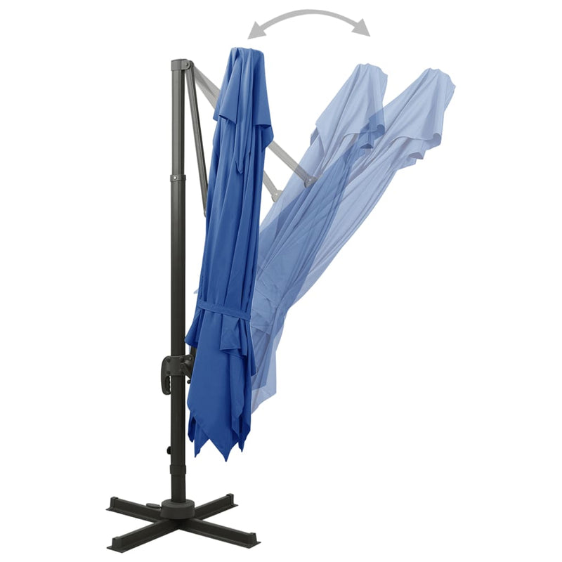 vidaXL azúrkék dupla tetejű konzolos napernyő 300 x 300 cm