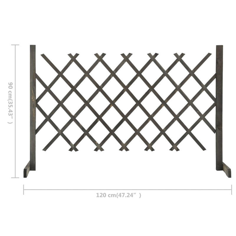 vidaXL szürke tömör fenyőfa rácsos kerti kerítés 120 x 90 cm