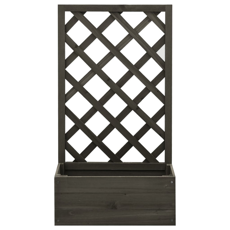 vidaXL szürke tömör fenyőfa rácsos kerti ültetőláda 50x25x90 cm