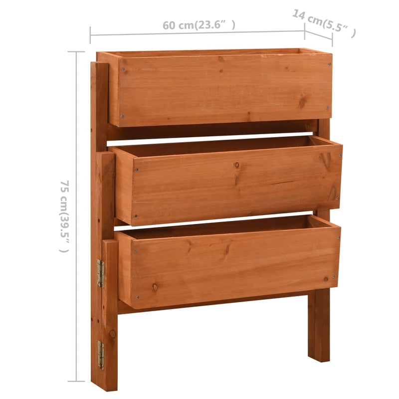 vidaXL narancssárga tömör fenyőfa összecsukható kerti ültetőláda 60x14x75 cm