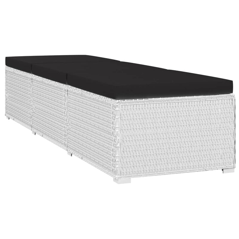 vidaXL 3 részes fehér polyrattan kerti napozóágy szett asztallal