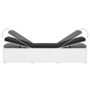 vidaXL 3 részes fehér polyrattan kerti napozóágy szett asztallal