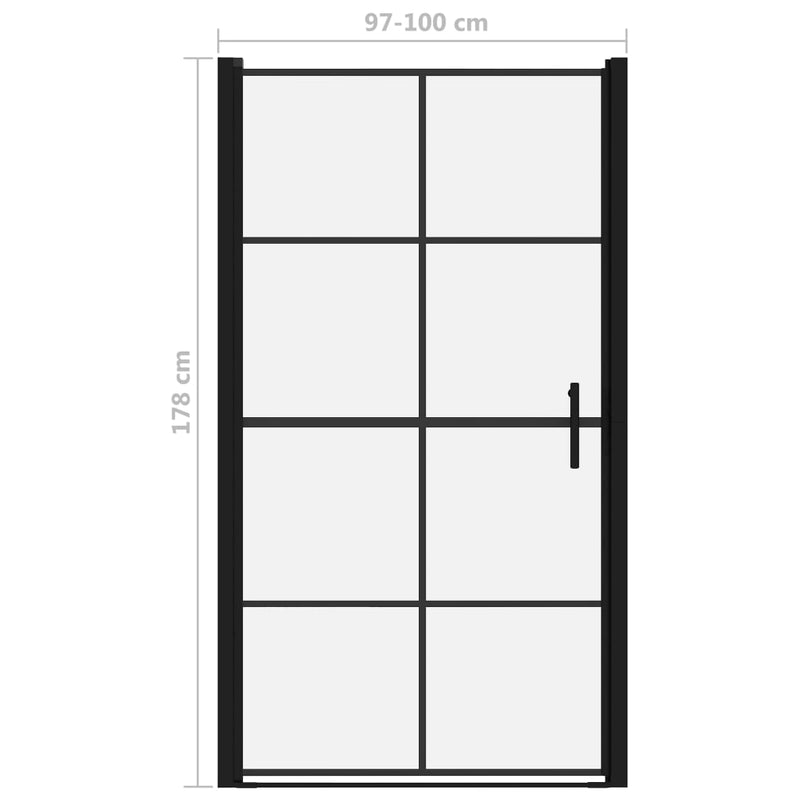 vidaXL fekete edzett üveg zuhanyajtók 100 x 178 cm