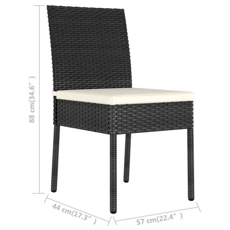 vidaXL 2 db fekete polyrattan kerti étkezőszék