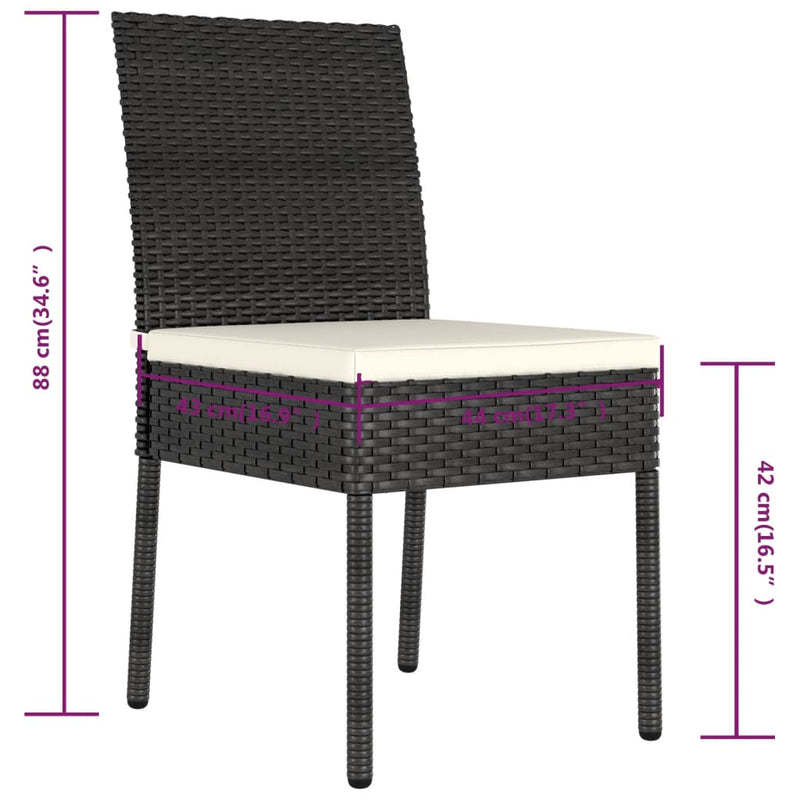 vidaXL 4 db fekete polyrattan kerti étkezőszék