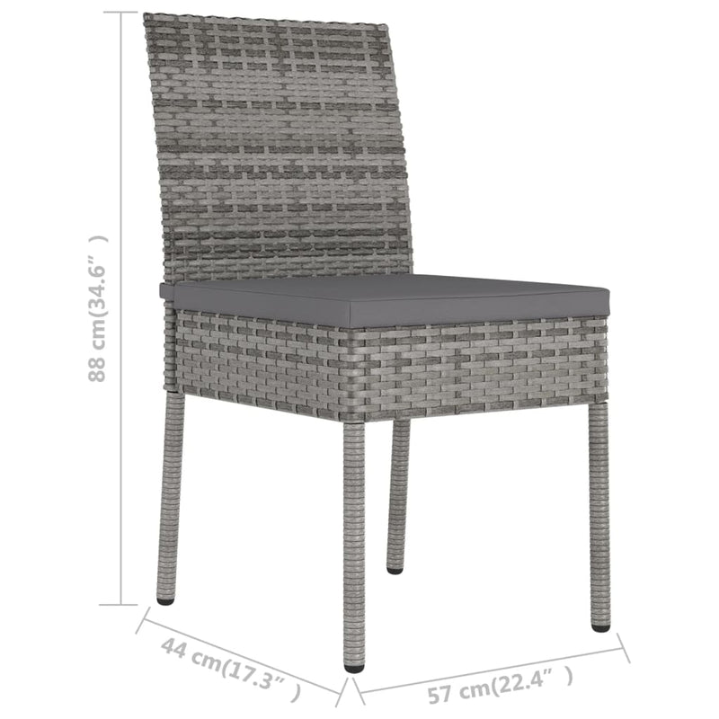 vidaXL 2 db szürke kerti polyrattan étkezőszék