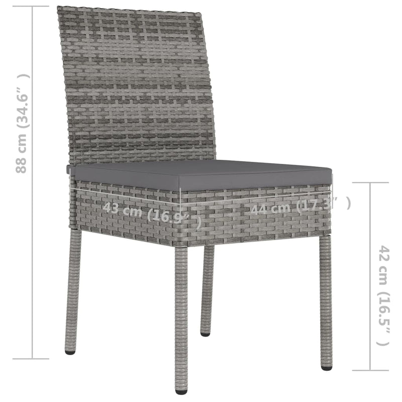 vidaXL 4 db szürke kerti polyrattan étkezőszék