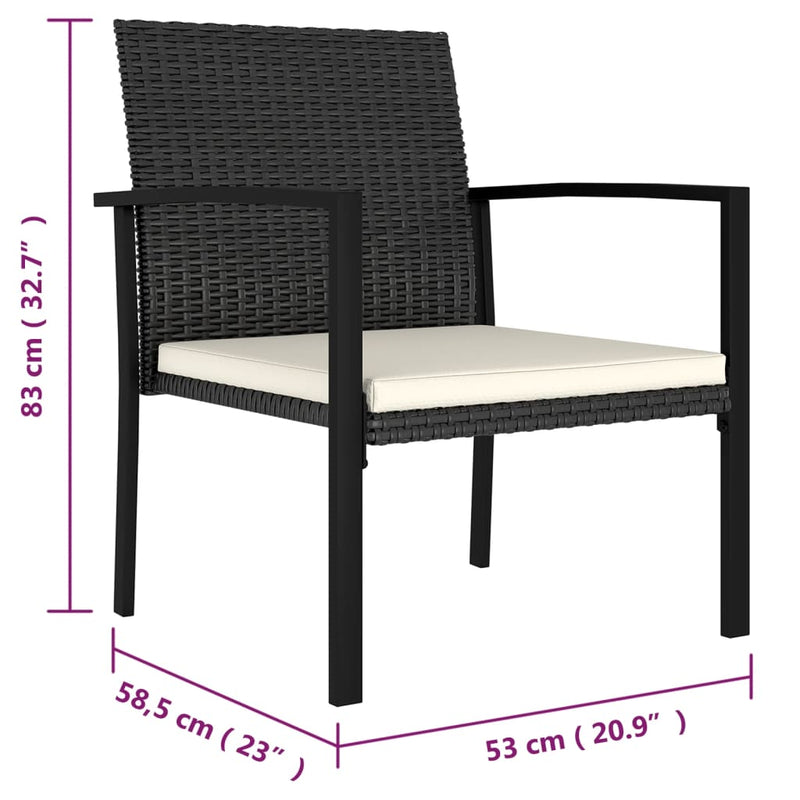 vidaXL 4 db fekete polyrattan kerti étkezőszék