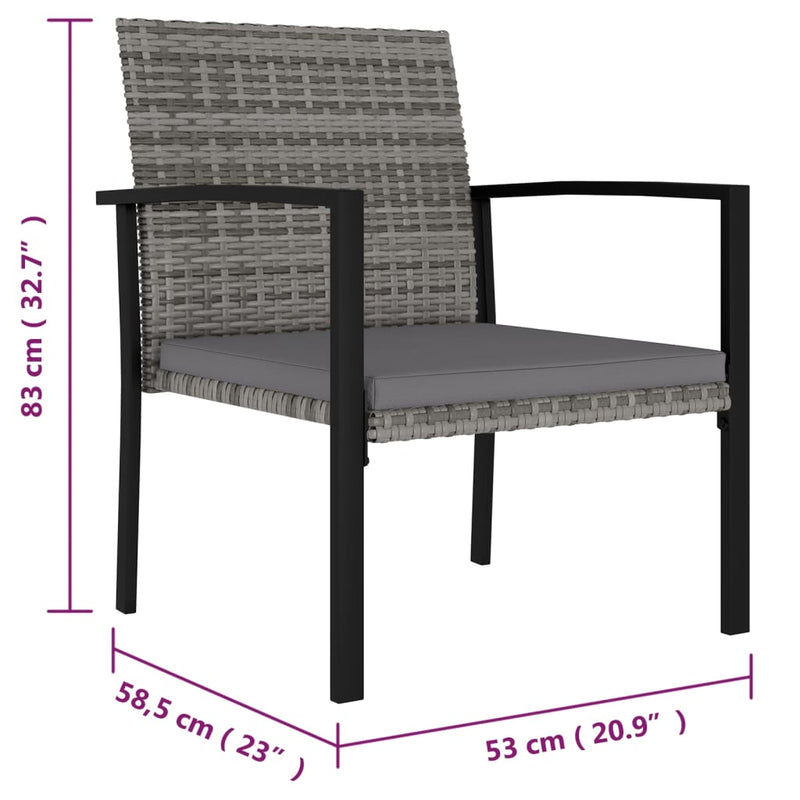 vidaXL 4 db szürke kerti polyrattan étkezőszék