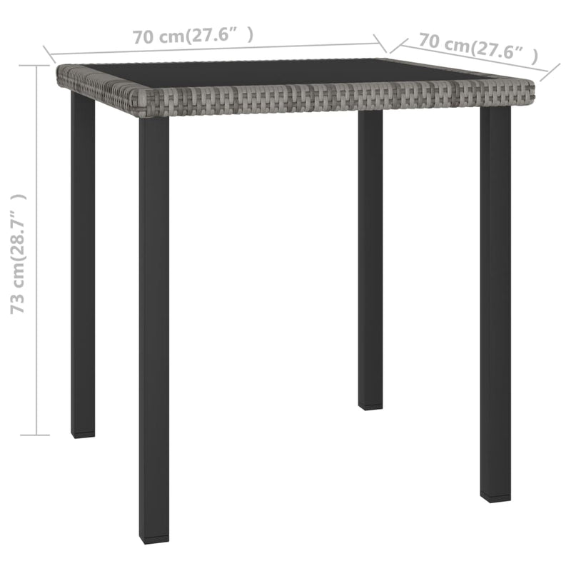 vidaXL szürke polyrattan kerti étkezőasztal 70 x 70 x 73 cm