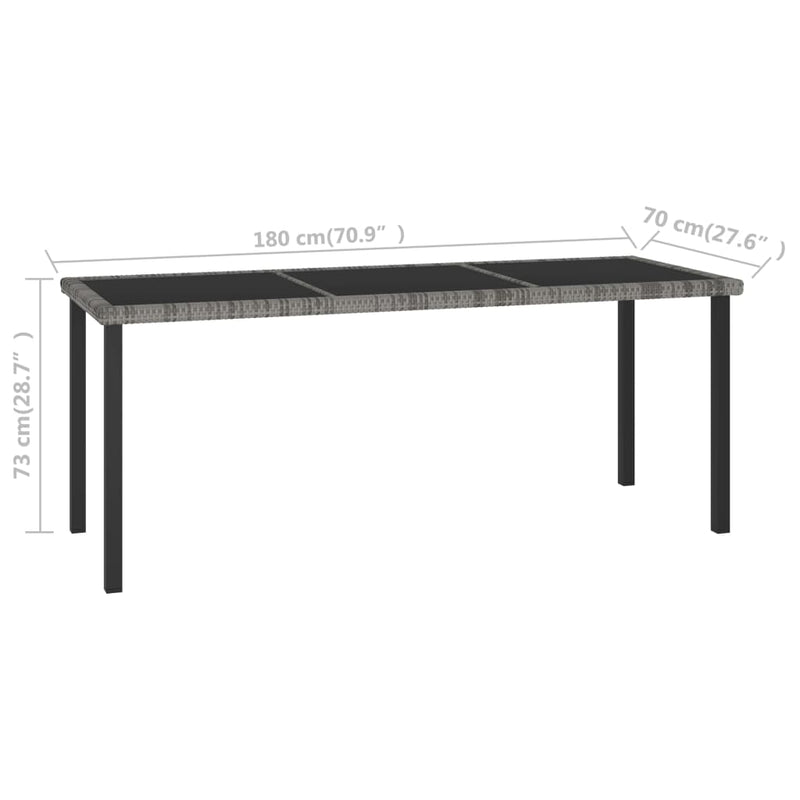 vidaXL szürke polyrattan kerti étkezőasztal 180 x 70 x 73 cm