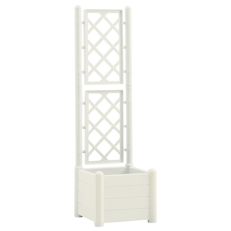 vidaXL fehér polipropilén rácsos kerti ültető 43 x 43 x 142 cm