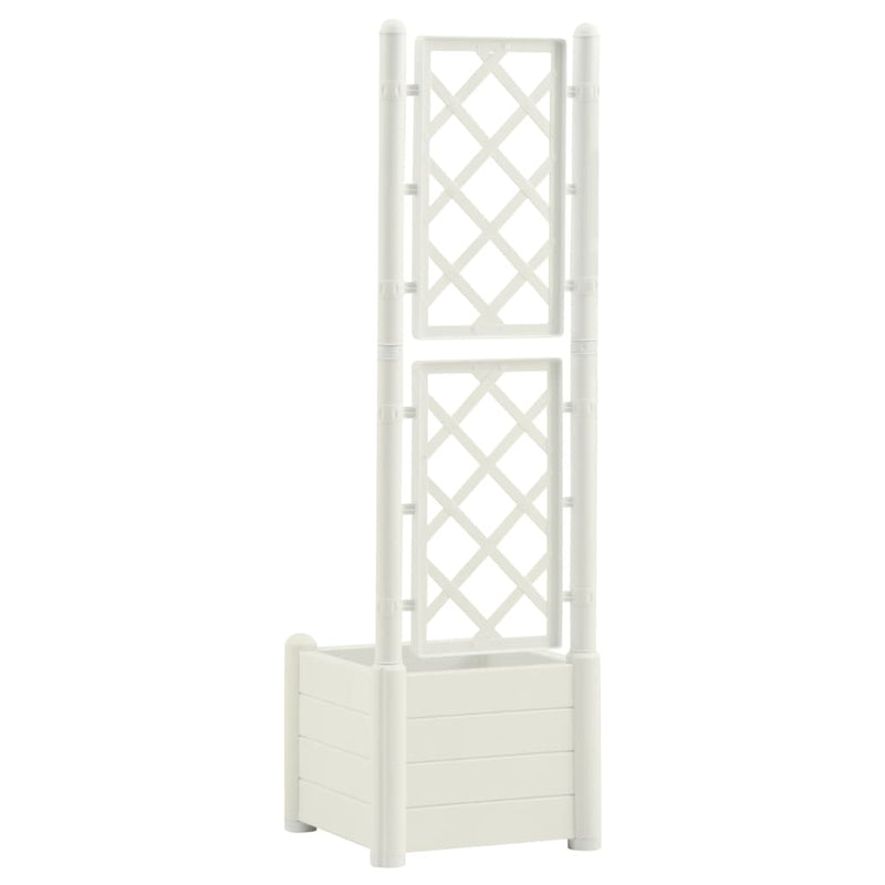 vidaXL fehér polipropilén rácsos kerti ültető 43 x 43 x 142 cm