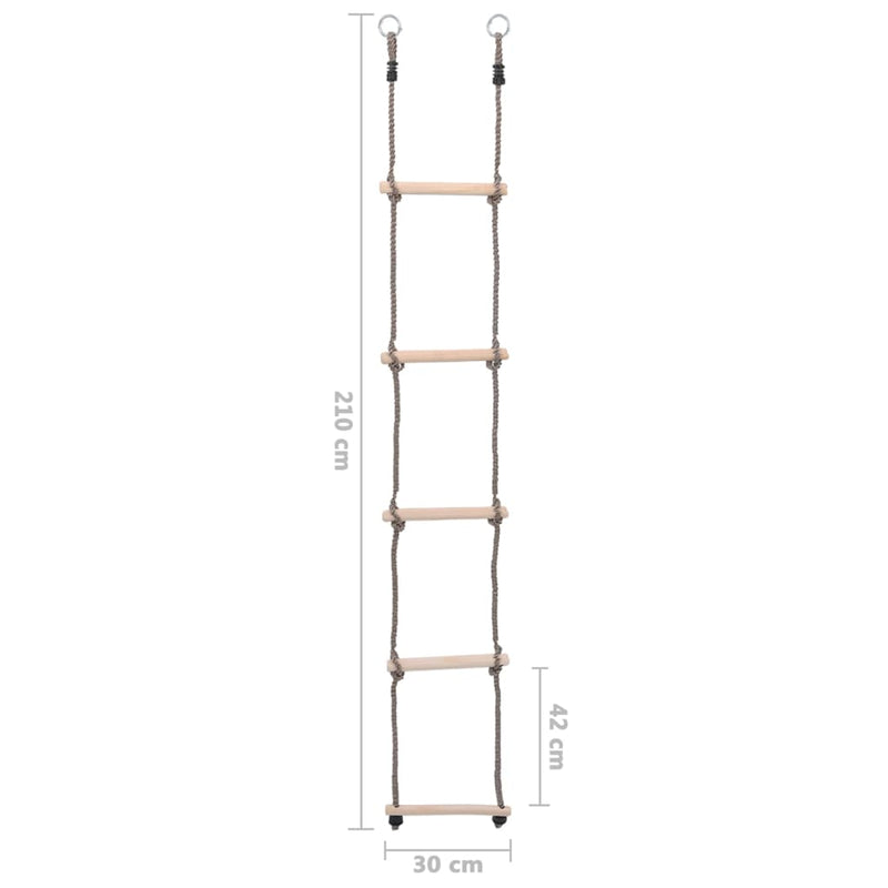 vidaXL ötfokos tömör fenyőfa létra 210 cm