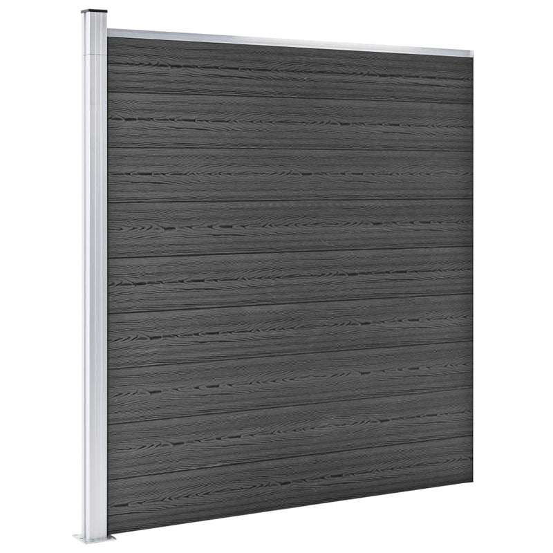 vidaXL fekete WPC kerítéspanel 175 x 186 cm