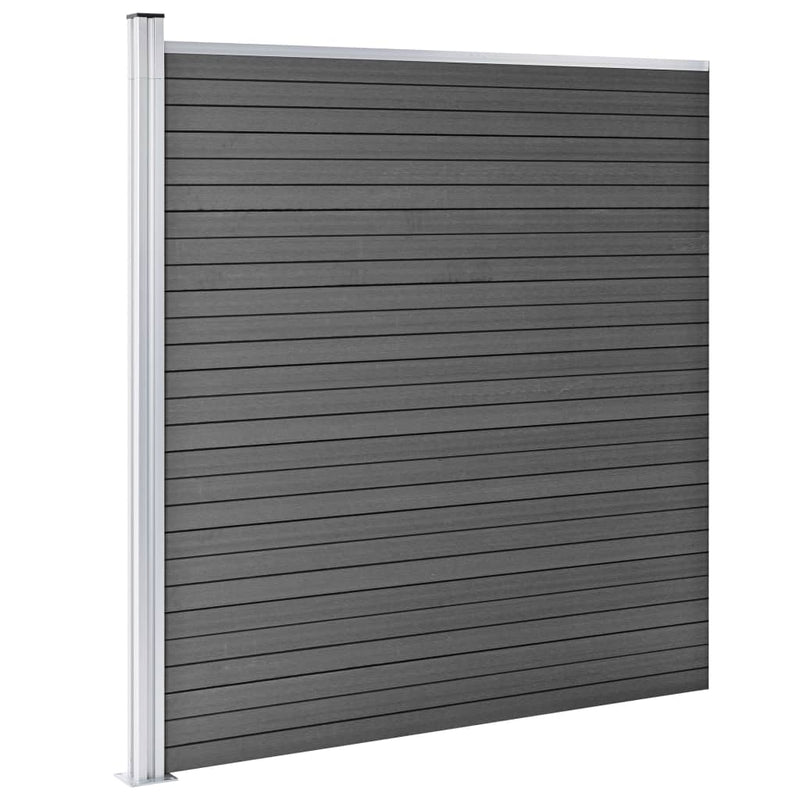 vidaXL fekete WPC kerítéspanel 175 x 186 cm