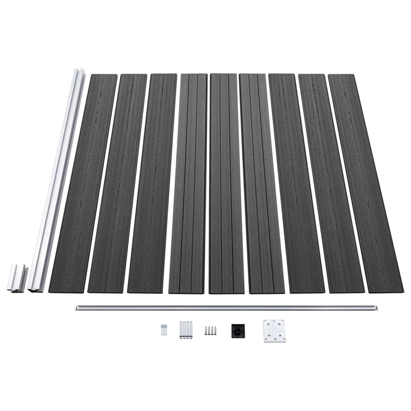 vidaXL fekete WPC kerítéspanel 175 x 186 cm