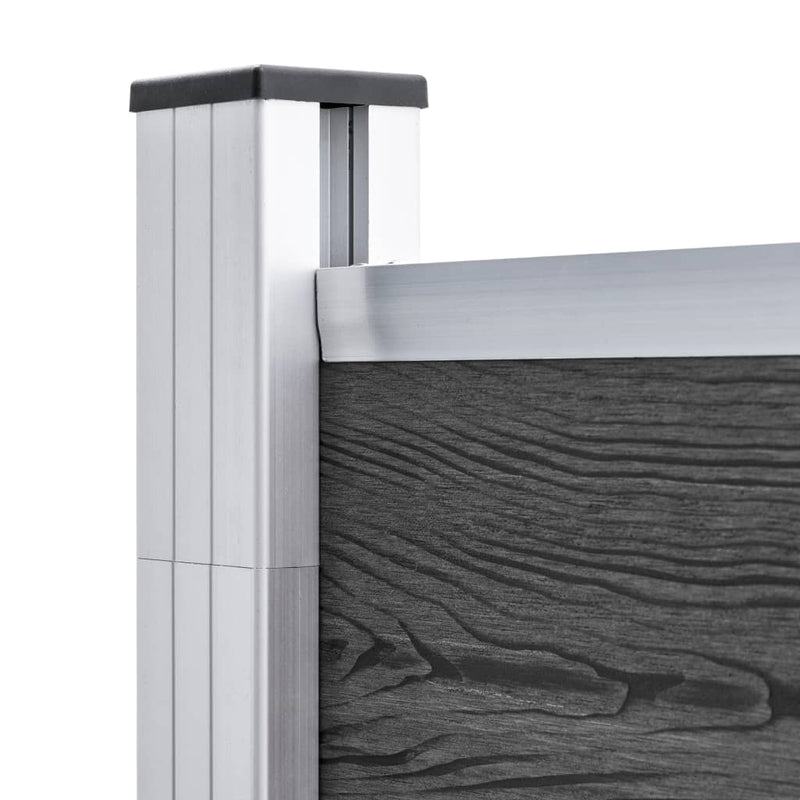vidaXL fekete WPC kerítéspanel 175 x 186 cm