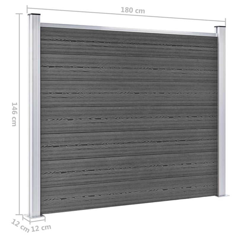 vidaXL fekete WPC kerítéspanel 180 x 146 cm