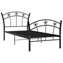 vidaXL fekete fém ágykeret focis dizájnnal 90 x 200 cm