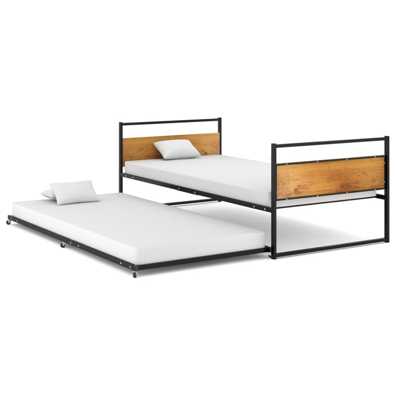 vidaXL fekete fém kihúzható ágykeret 90 x 200 cm