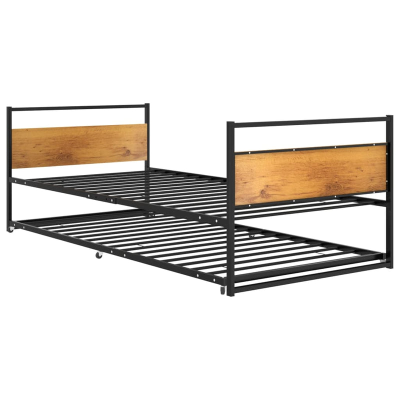 vidaXL fekete fém kihúzható ágykeret 90 x 200 cm