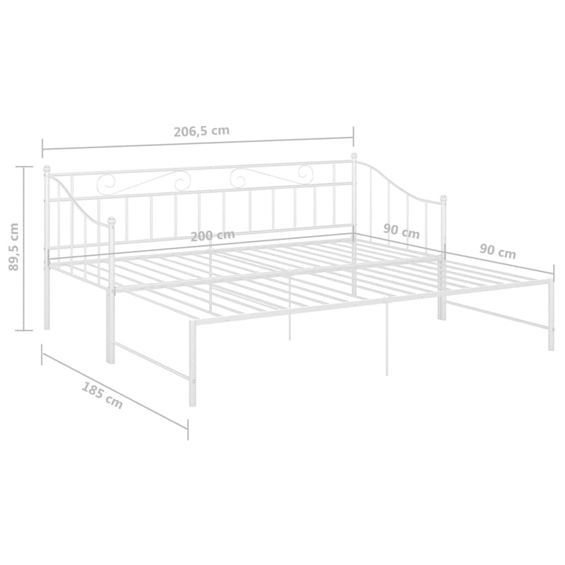 vidaXL fehér fém kihúzható kanapéágykeret 90 x 200 cm