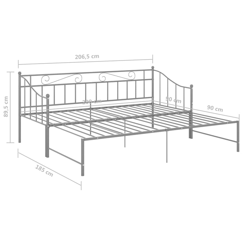 vidaXL szrüke fém kihúzható kanapéágykeret 90 x 200 cm