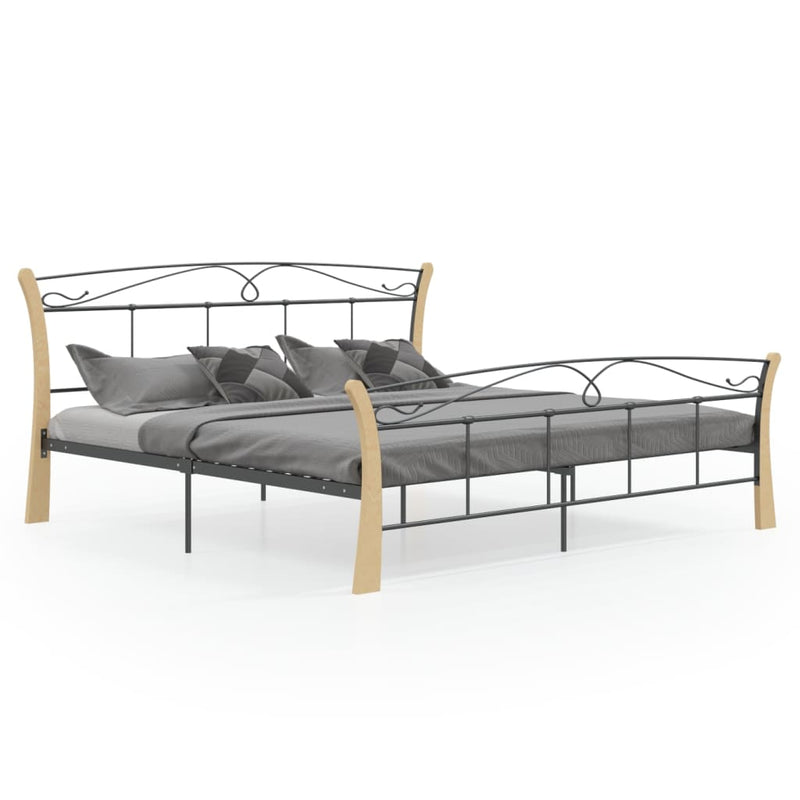 vidaXL fekete fém ágykeret 200 x 200 cm