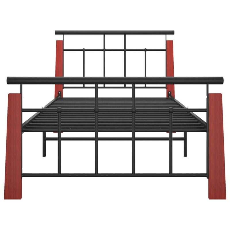 vidaXL fém és tömör tölgyfa ágykeret 90 x 200 cm