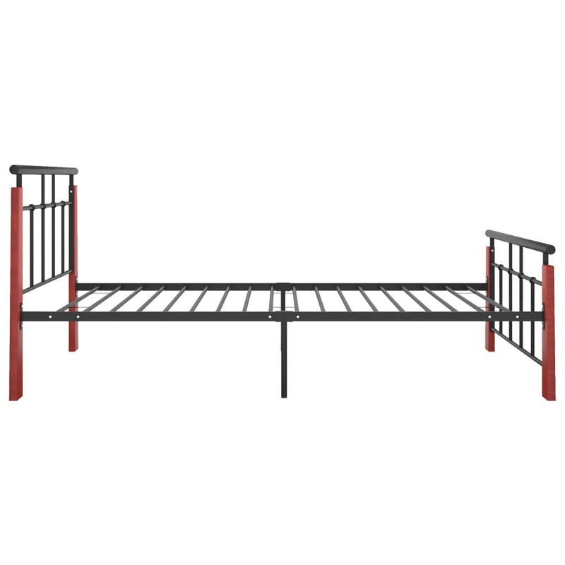 vidaXL fém és tömör tölgyfa ágykeret 90 x 200 cm