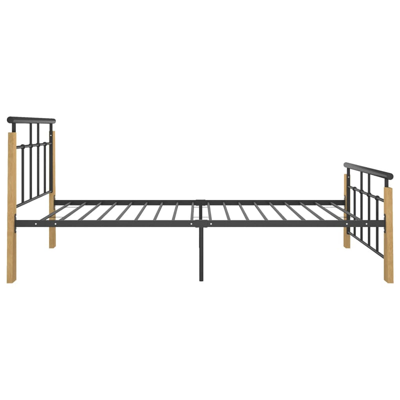 vidaXL fém és tömör tölgyfa ágykeret 100 x 200 cm