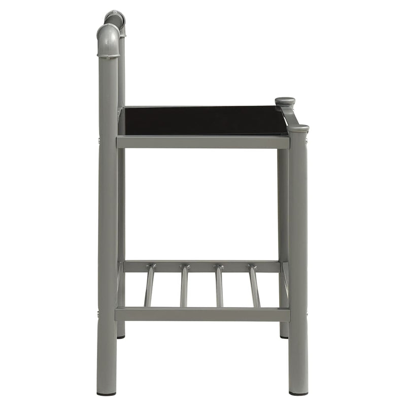 vidaXL fekete fém és üveg éjjeliszekrény 45 x 34,5 x 62,5 cm