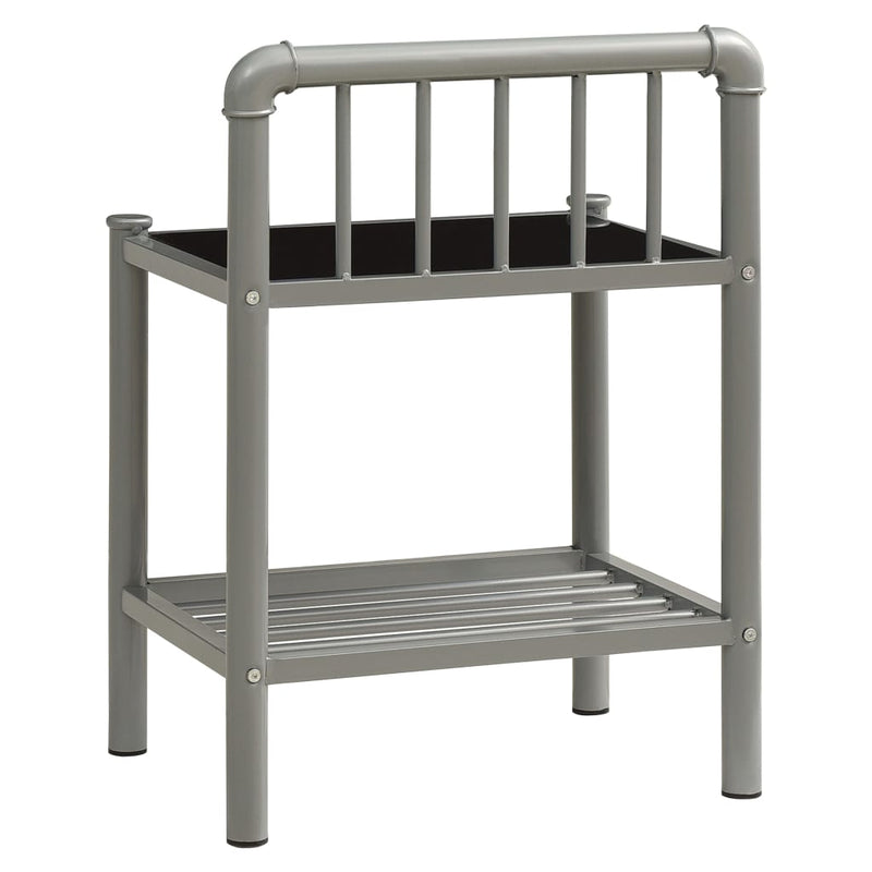 vidaXL fekete fém és üveg éjjeliszekrény 45 x 34,5 x 62,5 cm