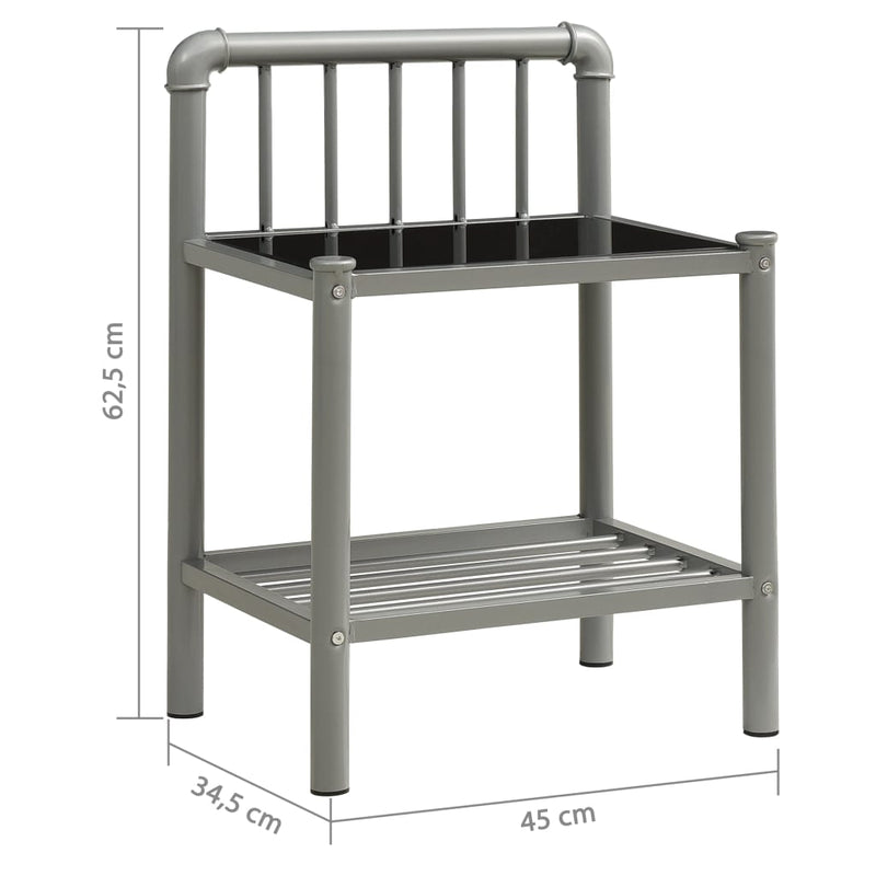 vidaXL fekete fém és üveg éjjeliszekrény 45 x 34,5 x 62,5 cm