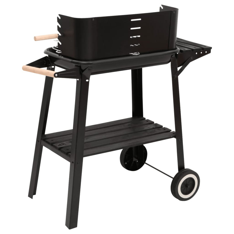 vidaXL fekete acél faszenes BBQ grillező kerekekkel